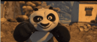 Panda Bear Smiling In Front Of House GIF