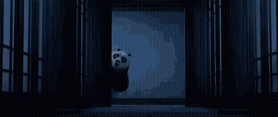 Panda Bear Standing In Dark Doorway GIF