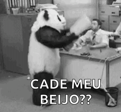 Panda Bear Standing In Front Of Desk GIF