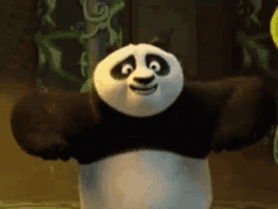 Panda Bear Standing With Arms Outstretched Smiling GIF