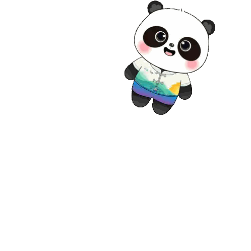 Panda Bear Surrounded By Hearts Good Luck Sticker
