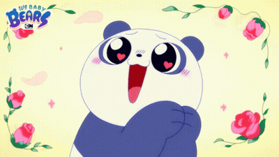 Panda Bear Surrounded By Pink Roses We Baby Bears GIF