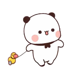 Panda Bear Walking With Toy Duck Sticker