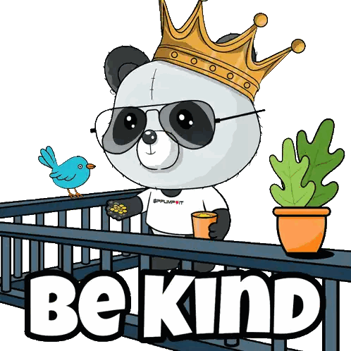 Panda Bear Wearing Crown And Sunglasses Be Kind Sticker
