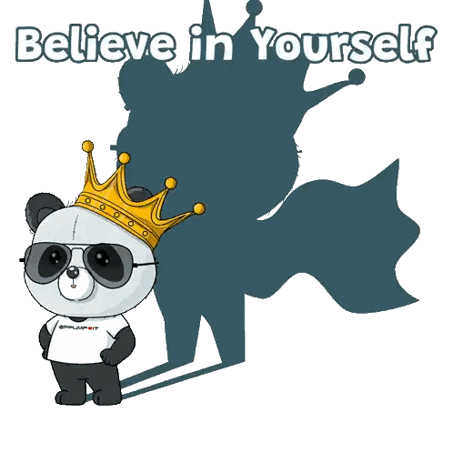 Panda Bear Wearing Crown And Sunglasses Believe In Yourself Sticker