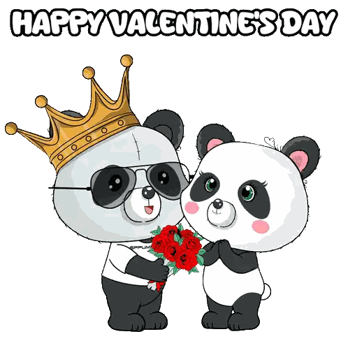Panda Bear Wearing Crown And Sunglasses Holding Roses Sticker