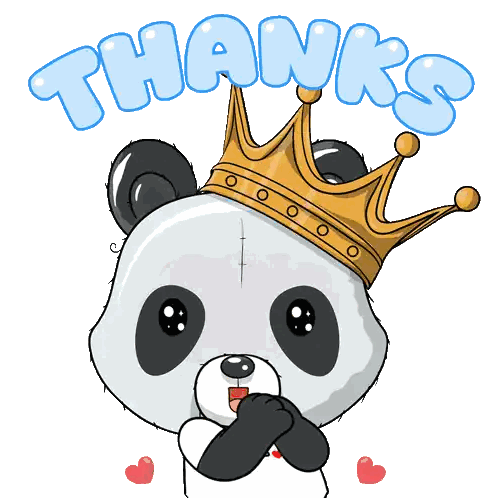 Panda Bear Wearing Crown Thanks Sticker