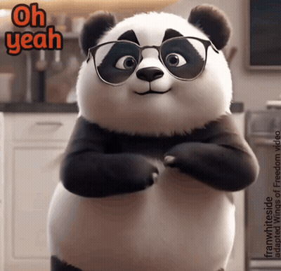 Panda Bear Wearing Glasses Says Oh Yeah GIF