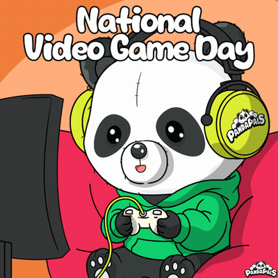 Panda Bear Wearing Headphones Playing Video Game GIF