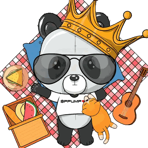 Panda Bear Wearing Sunglasses And Crown Sticker