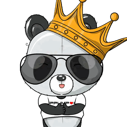 Panda Bear Wearing Sunglasses And Crown Sticker