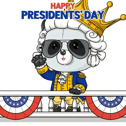 Panda Bear Wearing Wig And Sunglasses Happy Presidents Day Sticker