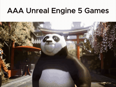 Panda Bear With AAA Unreal Engine 5 Games GIF