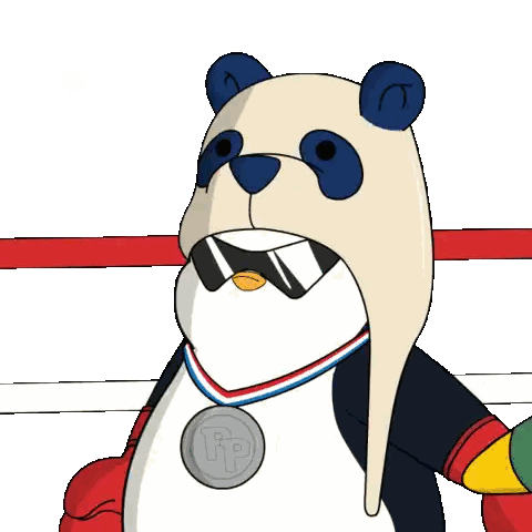 Panda Bear With Boxing Gloves And FP Medal Sticker