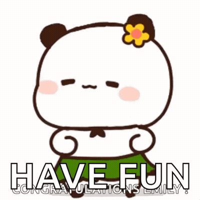 Panda Bear With Flower Saying Have Fun Congratulations Emily GIF