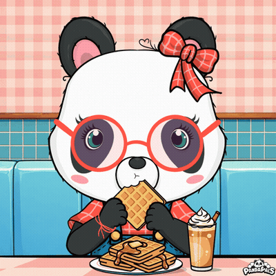 Panda Bear With Glasses Eating Waffles GIF