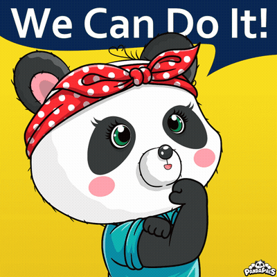 Panda Bear With Red Polka Dot Headband We Can Do It GIF