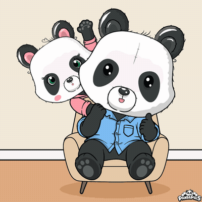 Panda Bears Sitting In Chair With Pandapaws GIF
