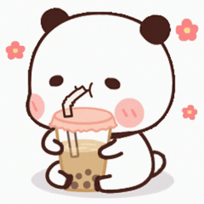 Panda Drinking Bubble Tea GIF