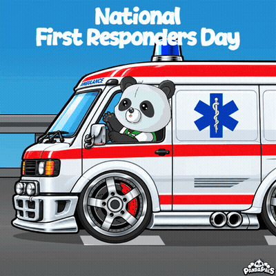 Panda Driving Ambulance National First Responders Day GIF