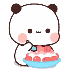 Panda Eating Ice Cream With Strawberries Sticker