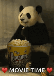 Panda Eating Popcorn Movie Time