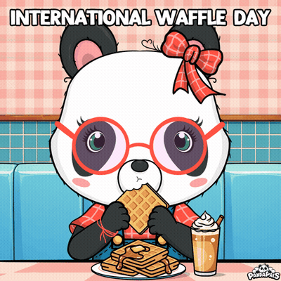 Panda Eating Waffle And Drinking Milkshake GIF