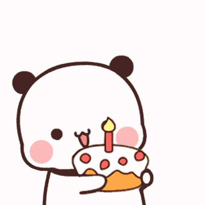 Panda Holding Birthday Cake With Candle GIF