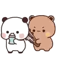 Panda Holding Milk Next To Brown Bear Sticker