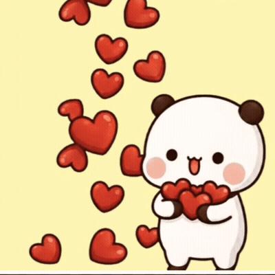 Panda Holding Red Hearts GIF