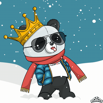 Panda In Crown And Scarf Let It Snow GIF
