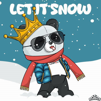 Panda In Crown And Scarf Saying Let It Snow GIF