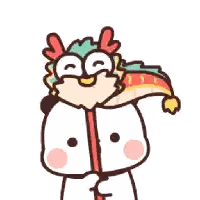 Panda In Dragon Hat Holding Red Stick Sticker