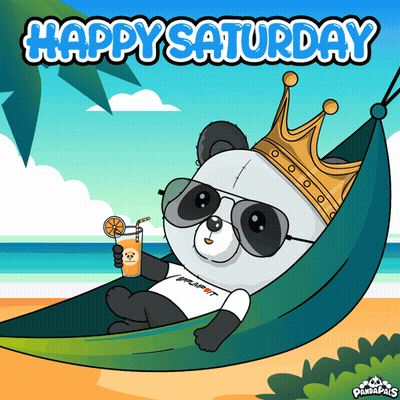 Panda In Hammock With Sunglasses Crown Happy Saturday GIF