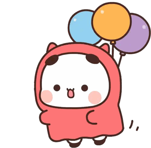 Panda In Red Hoodie Holding Balloons Sticker
