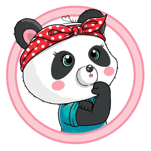 Panda In Red Polka Dot Headband And Blue Shirt Sticker