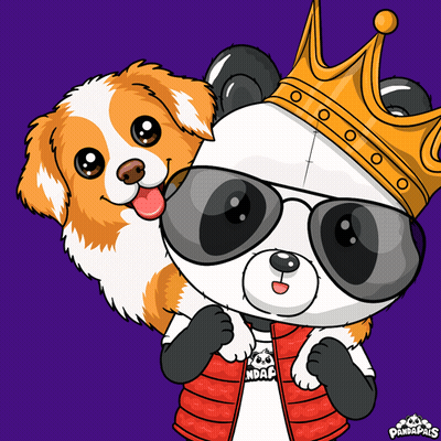 Panda In Sunglasses And Crown Holding Dog GIF