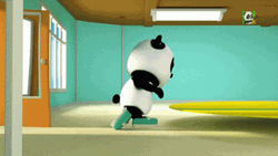Panda Jumping In The Classroom GIF