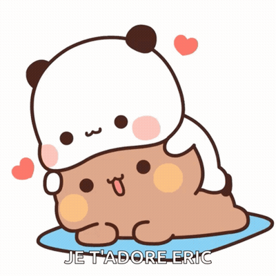 Panda Laying On Brown Bear Saying Je T'Adore Eric GIF
