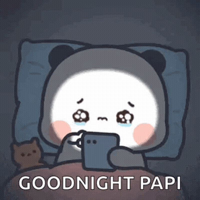 Panda Lying In Bed Crying With Phone GIF