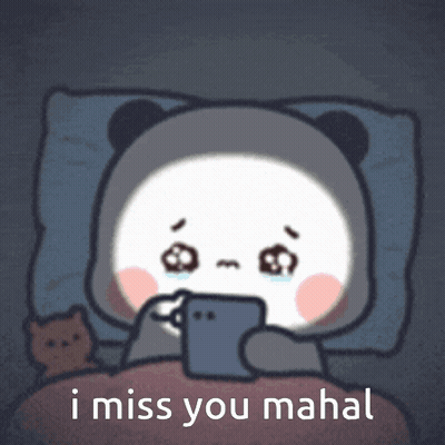 Panda Lying In Bed Looking At Phone I Miss You Mahal GIF