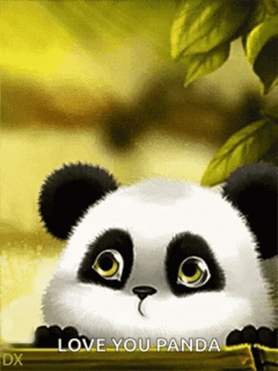 Panda Peeking Behind Branch Saying Love You Panda