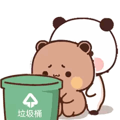 Panda Putting Trash In Green Bin Sticker