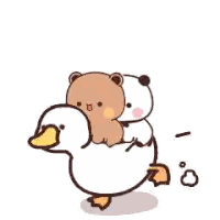 Panda Riding White Duck Sticker