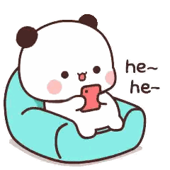 Panda Sitting On Blue Bean Bag With Cup Sticker