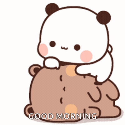 Panda Sitting On Brown Bear Saying Good Morning GIF