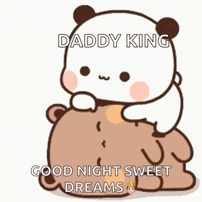 Panda Sitting On Brown Bear Saying Good Night GIF