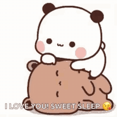 Panda Sitting On Brown Teddy Bear GIF