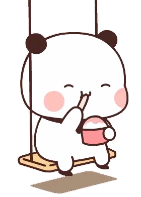Panda Sitting On Swing With Food Sticker