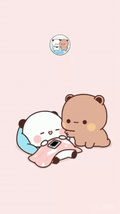 Panda Sleeping Next To Teddy Bear Babe GIF